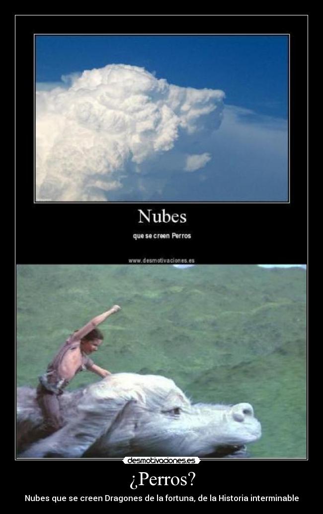 carteles perros nubes dragones fortuna desmotivaciones