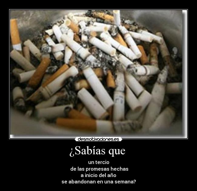 ¿Sabías que  - un tercio
 de las promesas hechas
 a inicio del año 
se abandonan en una semana?