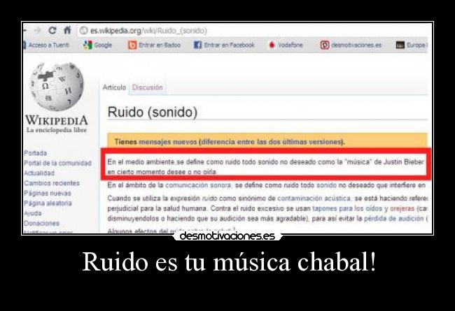 Ruido es tu música chabal! -