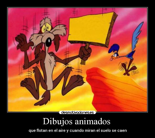 Dibujos animados - que flotan en el aire y cuando miran el suelo se caen