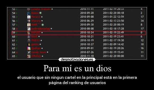 Para mí es un dios -