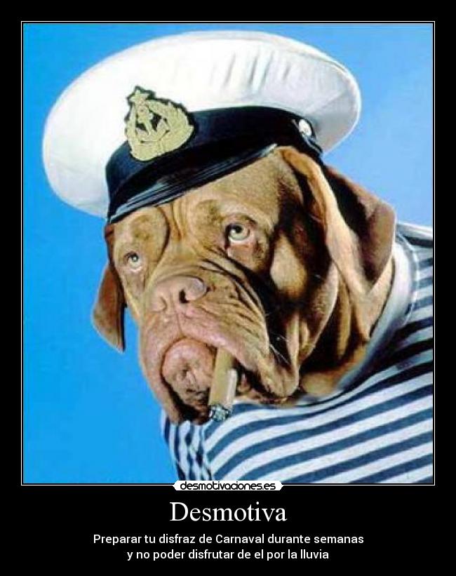 Desmotiva - Preparar tu disfraz de Carnaval durante semanas
y no poder disfrutar de el por la lluvia