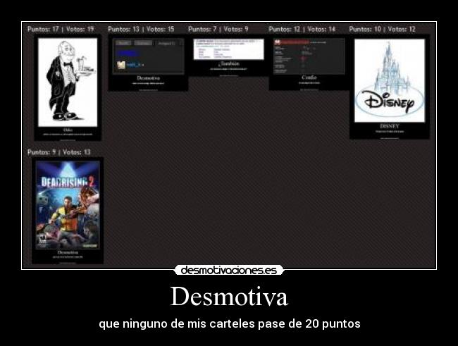 Desmotiva - que ninguno de mis carteles pase de 20 puntos