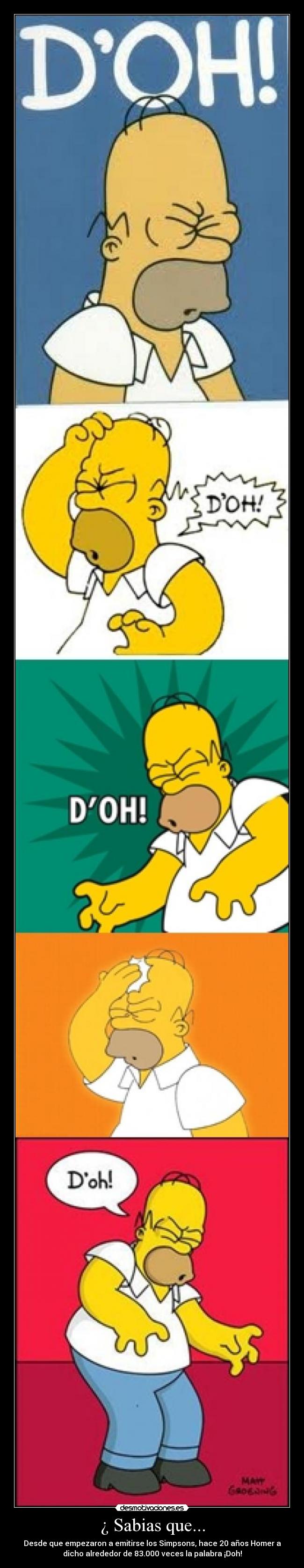 ¿ Sabias que... - Desde que empezaron a emitirse los Simpsons, hace 20 años Homer a
dicho alrededor de 83.000 veces la palabra ¡Doh!