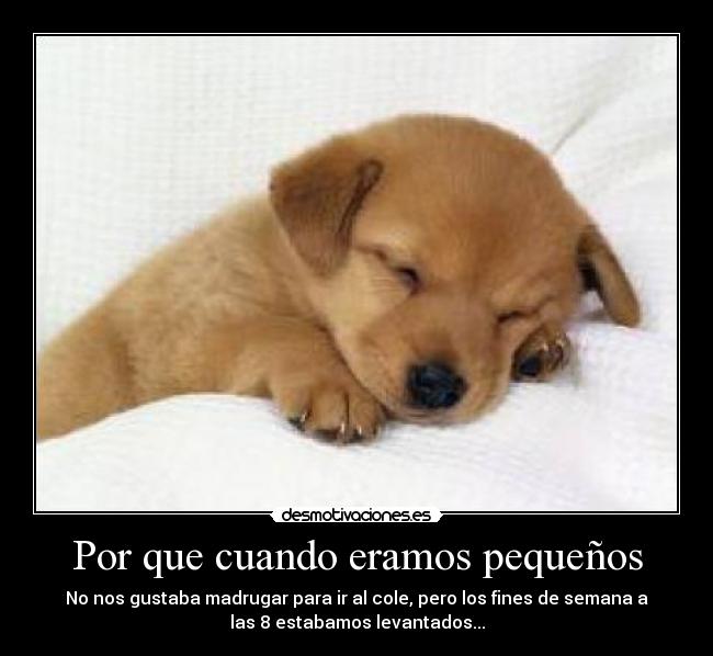 Por que cuando eramos pequeños - No nos gustaba madrugar para ir al cole, pero los fines de semana a
las 8 estabamos levantados...