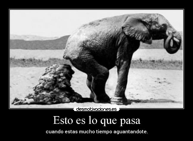 Esto es lo que pasa - cuando estas mucho tiempo aguantandote.