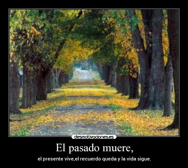 El pasado muere, - el presente vive,el recuerdo queda y la vida sigue.