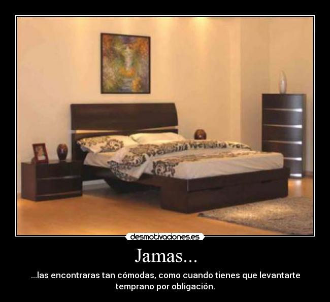 Jamas... - ...las encontraras tan cómodas, como cuando tienes que levantarte
temprano por obligación.