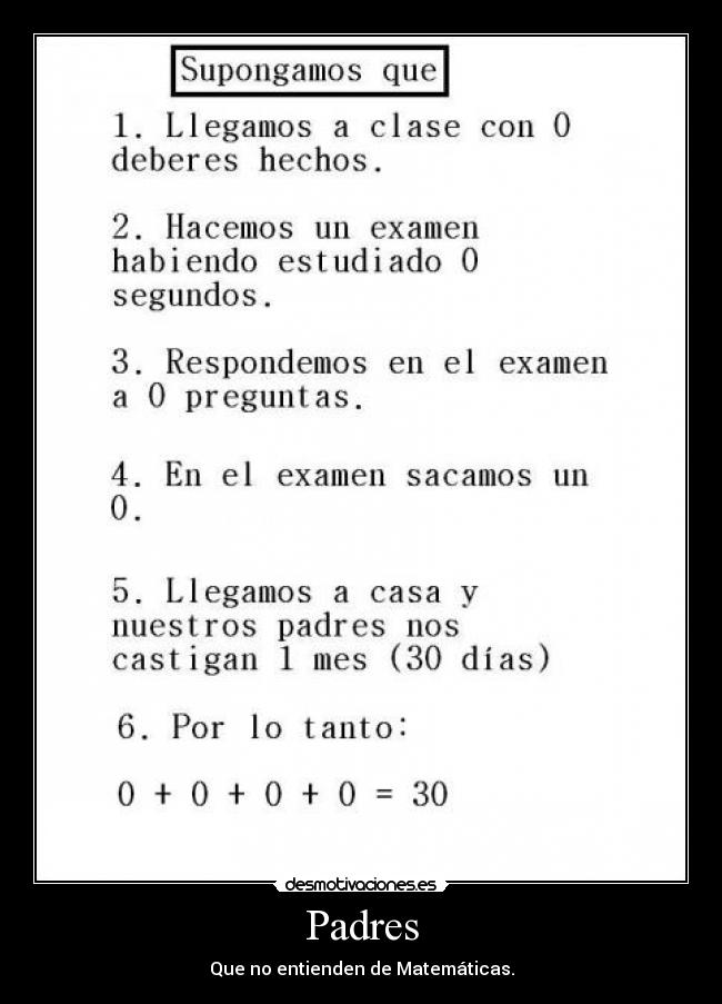 Padres - Que no entienden de Matemáticas.