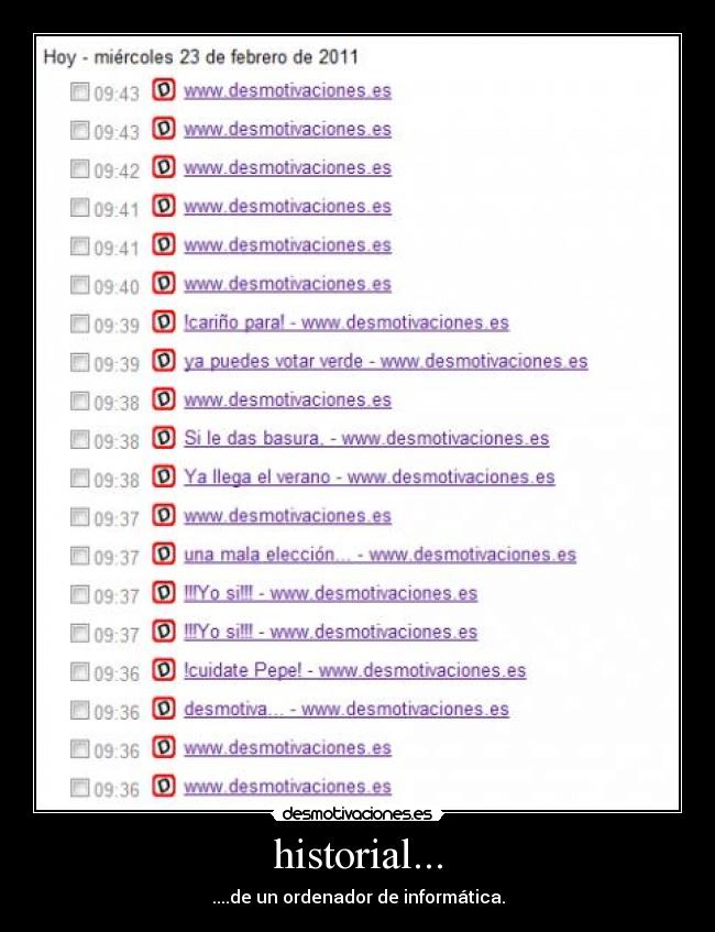 historial... - ....de un ordenador de informática.