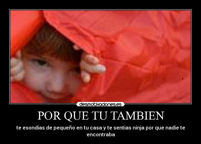 POR QUE TU TAMBIEN - te esondias de pequeño en tu casa y te sentias ninja por que nadie te encontraba