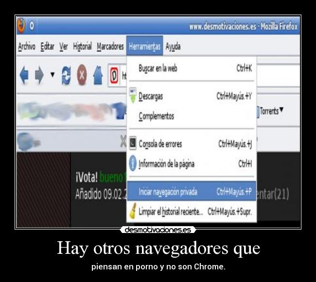 Hay otros navegadores que - piensan en porno y no son Chrome.
