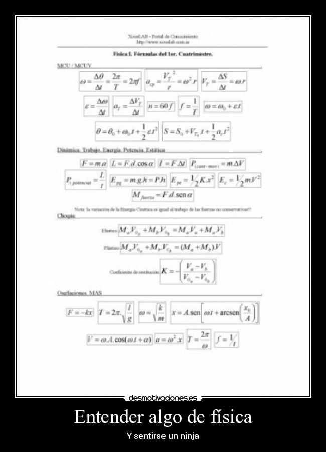 carteles ninja fisica desmotivaciones