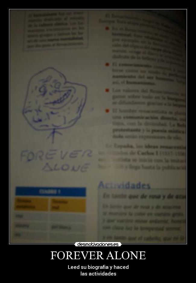 FOREVER ALONE - Leed su biografia y haced
las actividades