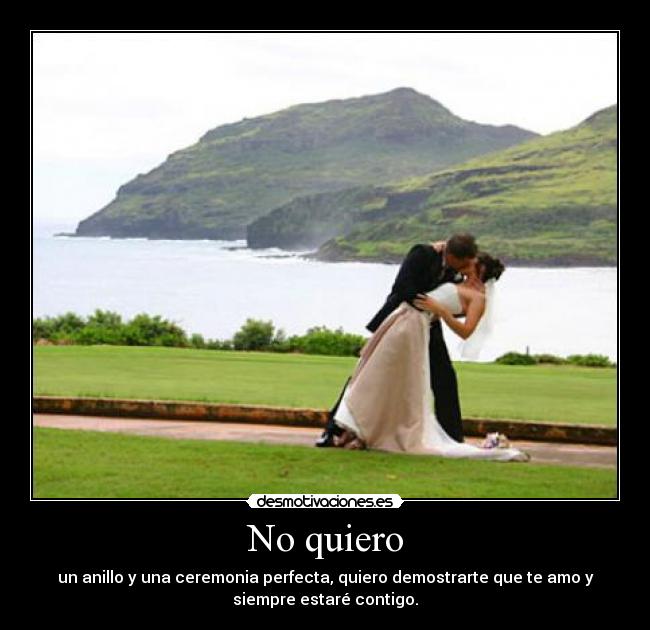 No quiero - un anillo y una ceremonia perfecta, quiero demostrarte que te amo y
siempre estaré contigo.