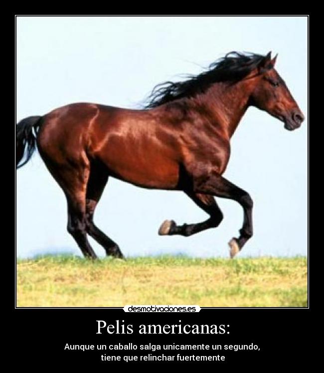 Pelis americanas: - Aunque un caballo salga unicamente un segundo,
 tiene que relinchar fuertemente