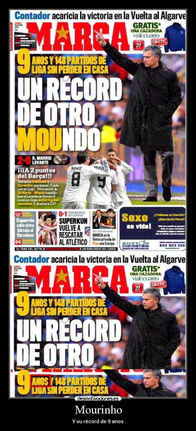 Mourinho - Y su récord de 9 anos