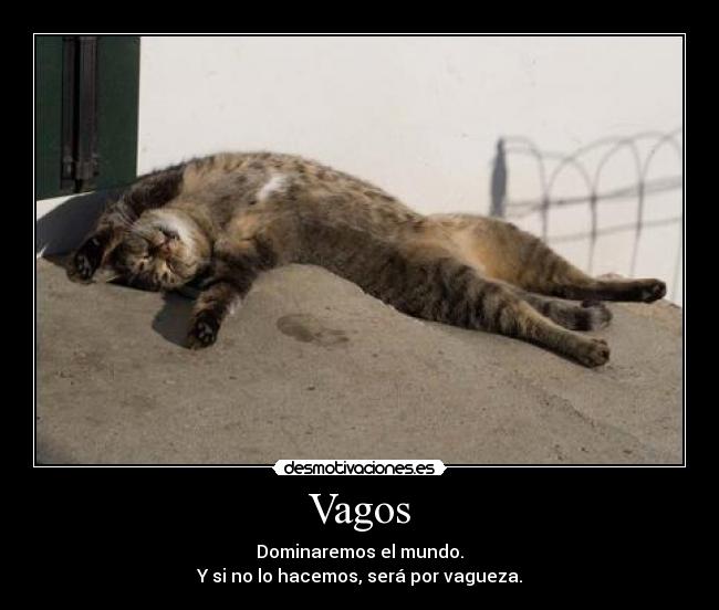 Vagos - Dominaremos el mundo.
Y si no lo hacemos, será por vagueza.