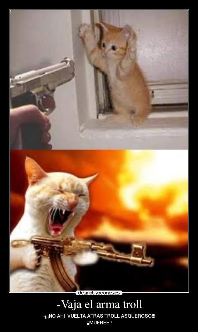 -Vaja el arma troll - -¡¡¡NO AHI VUELTA ATRAS TROLL ASQUEROSO!!!
¡¡MUEREE!!