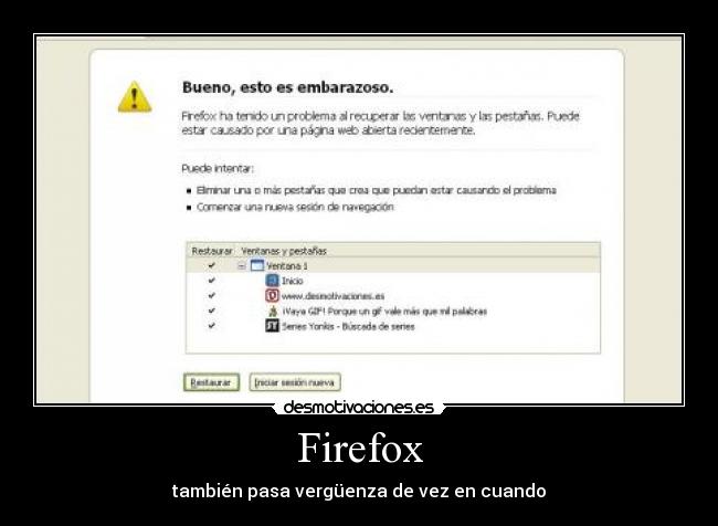 Firefox - también pasa vergüenza de vez en cuando