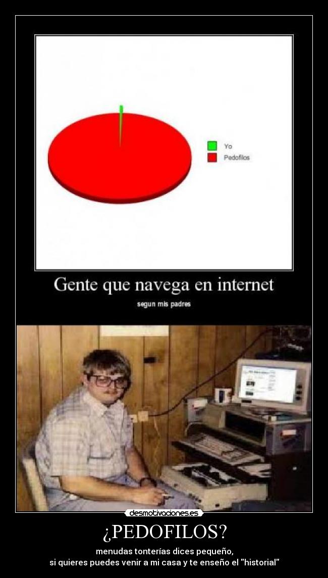 ¿PEDOFILOS? - menudas tonterías dices pequeño,
si quieres puedes venir a mi casa y te enseño el historial