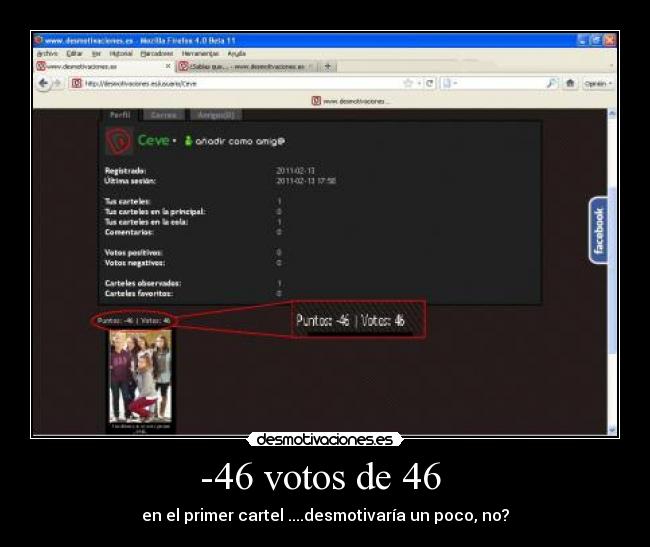 -46 votos de 46  - en el primer cartel ....desmotivaría un poco, no?