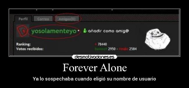 Forever Alone - Ya lo sospechaba cuando eligió su nombre de usuario