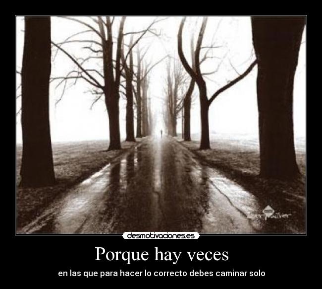 Porque hay veces - en las que para hacer lo correcto debes caminar solo