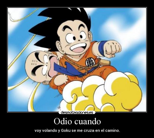 Odio cuando - voy volando y Goku se me cruza en el camino.