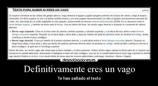 Definitivamente eres un vago -