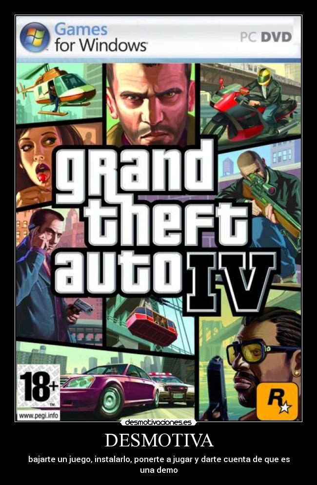 DESMOTIVA - bajarte un juego, instalarlo, ponerte a jugar y darte cuenta de que es una demo