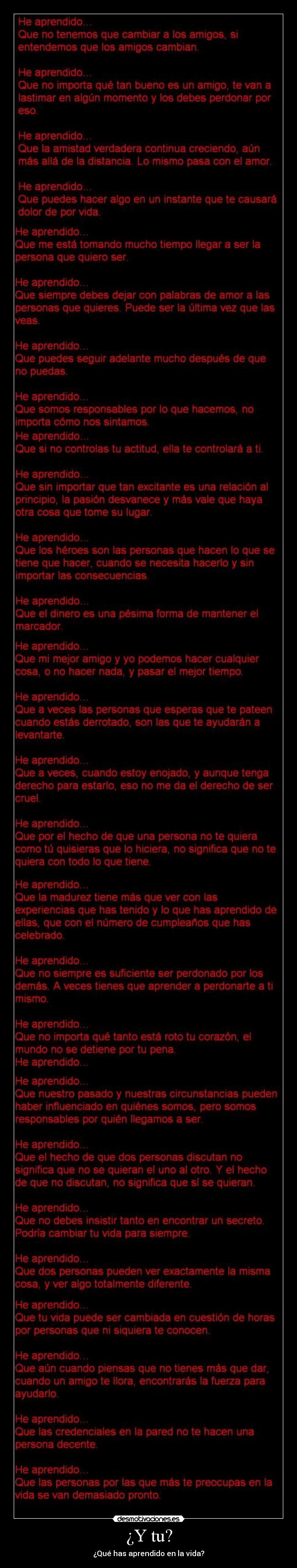 ¿Y tu? - ¿Qué has aprendido en la vida?