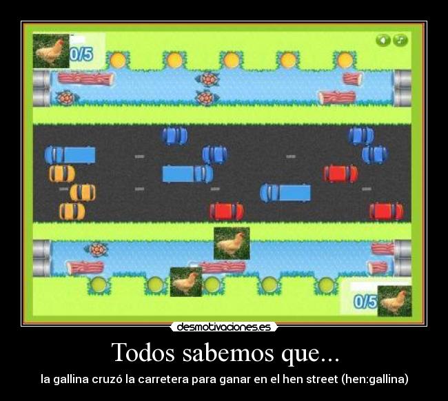 Todos sabemos que... - la gallina cruzó la carretera para ganar en el hen street (hen:gallina)