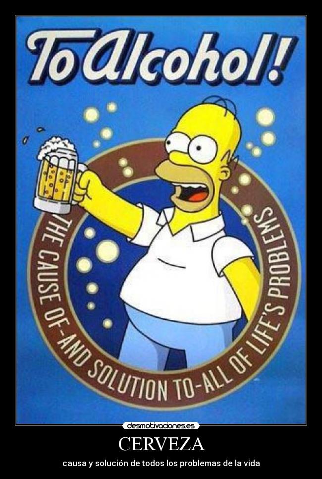 carteles homer cerveza problema solucion simpsons desmotivaciones