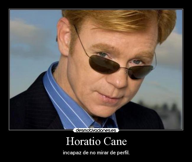 Horatio Cane - incapaz de no mirar de perfil.
