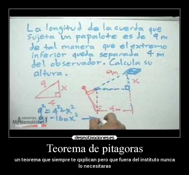 carteles teorema pitagoras desmotivaciones