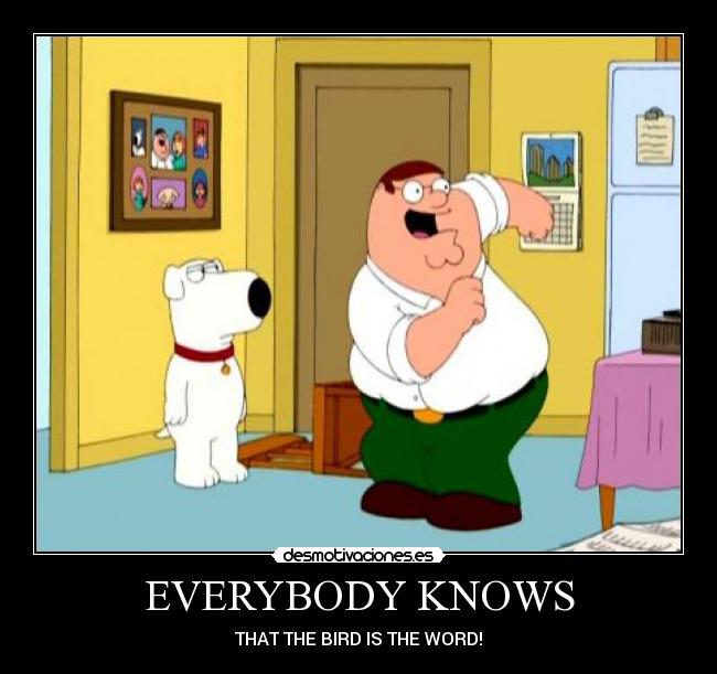 EVERYBODY KNOWS - THAT THE BIRD IS THE WORD!