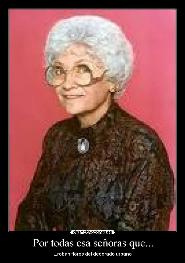 Por todas esa señoras que... - ...roban flores del decorado urbano