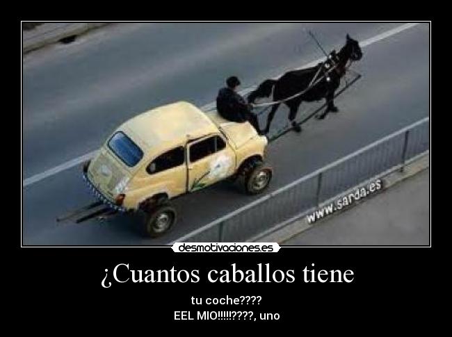 ¿Cuantos caballos tiene - tu coche????
EEL MIO!!!!!????, uno
