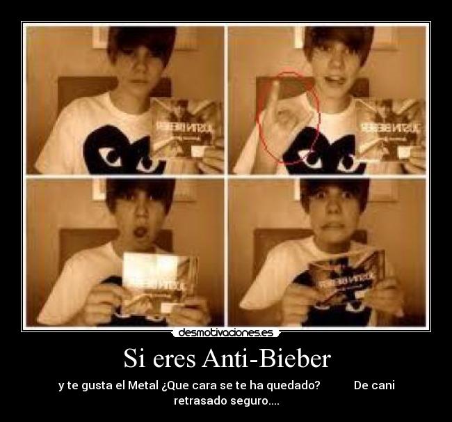 carteles anti-bieber cara quedado metal cani retrasado seguro desmotivaciones