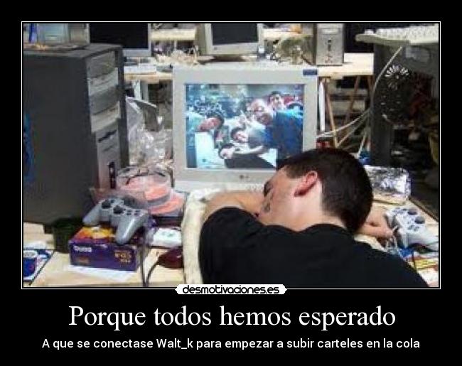 Porque todos hemos esperado - A que se conectase Walt_k para empezar a subir carteles en la cola