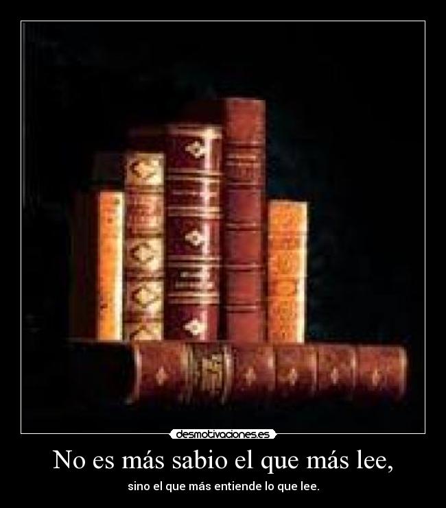 No es más sabio el que más lee, - sino el que más entiende lo que lee.