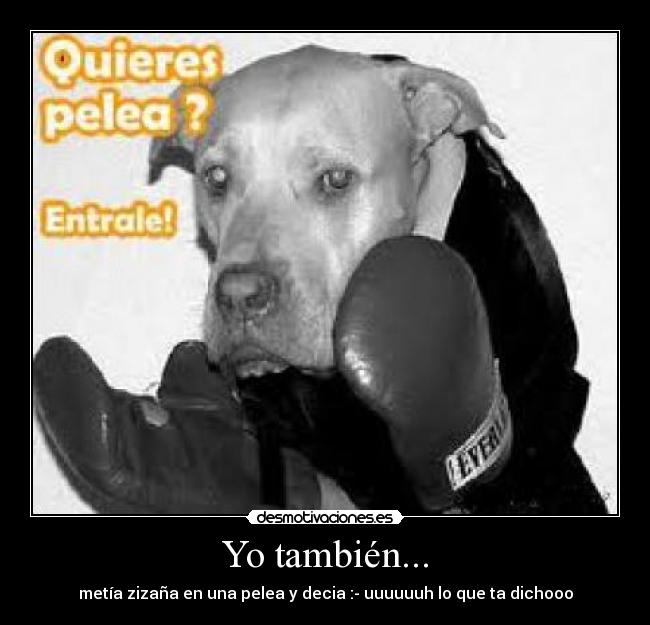 Yo también... - metía zizaña en una pelea y decia :- uuuuuuh lo que ta dichooo