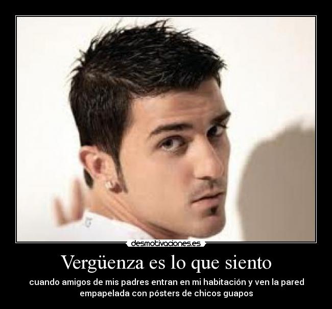 Vergüenza es lo que siento - cuando amigos de mis padres entran en mi habitación y ven la pared
empapelada con pósters de chicos guapos