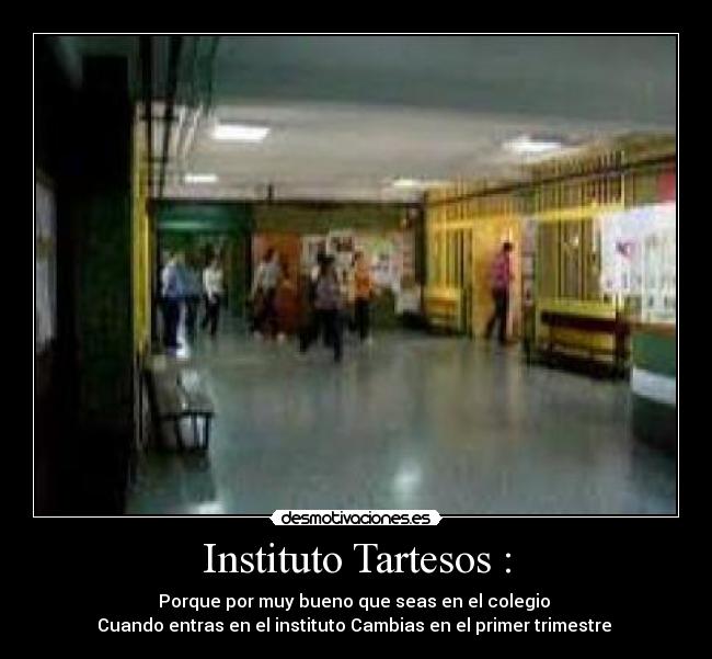Instituto Tartesos : - Porque por muy bueno que seas en el colegio
Cuando entras en el instituto Cambias en el primer trimestre