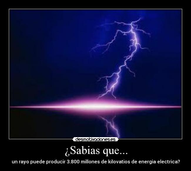 ¿Sabias que... - un rayo puede producir 3.800 millones de kilovatios de energia electrica?
