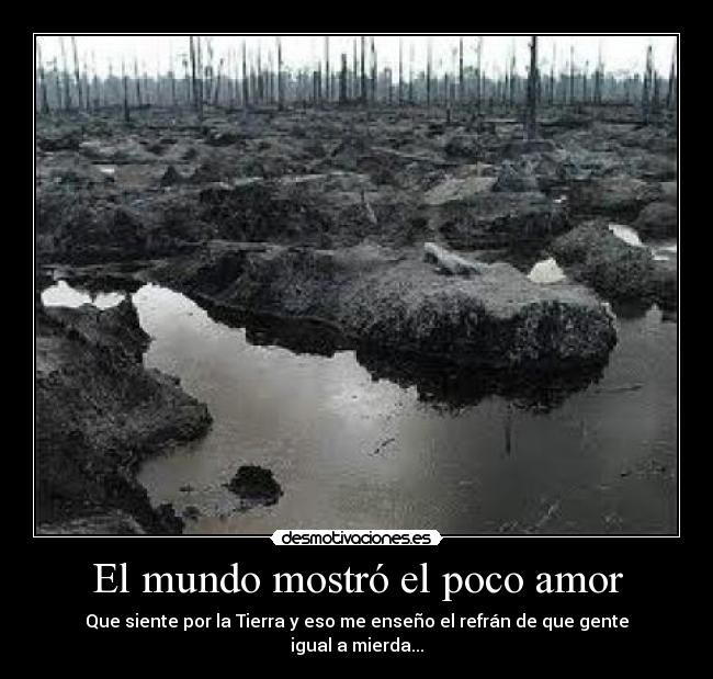 El mundo mostró el poco amor - Que siente por la Tierra y eso me enseño el refrán de que gente igual a mierda...