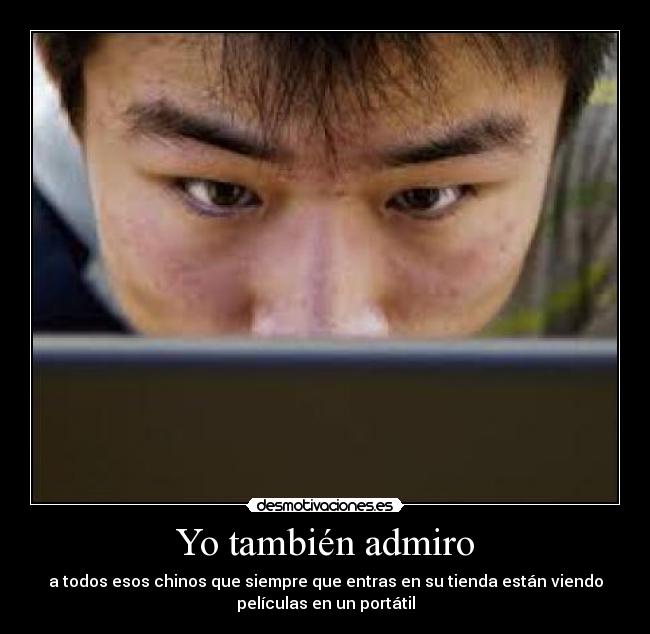 Yo también admiro - a todos esos chinos que siempre que entras en su tienda están viendo
películas en un portátil