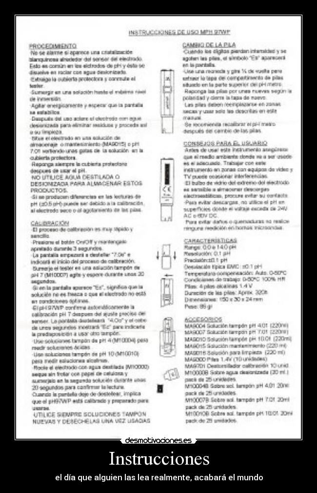 Instrucciones - el día que alguien las lea realmente, acabará el mundo