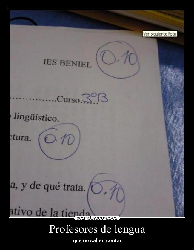 Profesores de lengua - que no saben contar